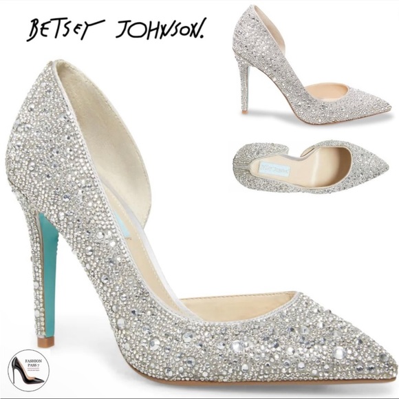 Betsey Johnson Shoes - BRAND NEW BETSEY JOHNSON HAZIL SILVER RHINESTONE CRYSTAL DRESS PUMPS STI…